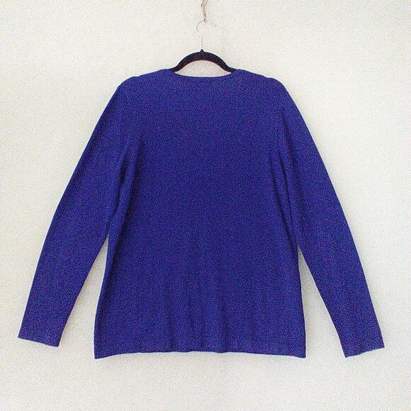 Susan Graver Women's Cardigan Sweater Size Medium Blue Long Sleeved - Picture 4 of 6